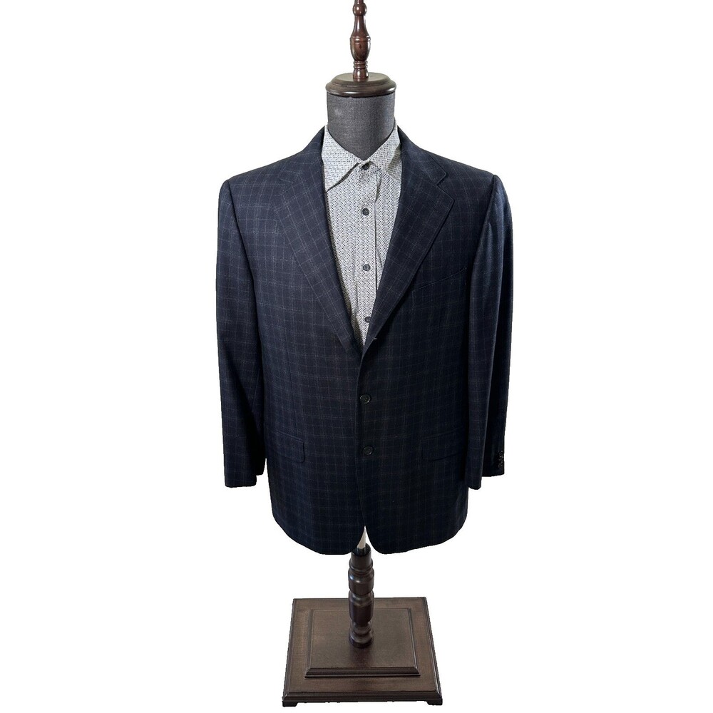 Ermenegildo Zegna Men's Blue Plaid Wool Suit, Size 42, Pre-Owned Excellent Cond